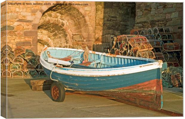 Fishing Boat and Limekilns at Beadnell Harbour Northumberland Canvas Print by Nick Jenkins
