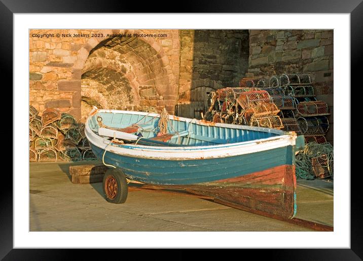 Fishing Boat and Limekilns at Beadnell Harbour Northumberland Framed Mounted Print by Nick Jenkins