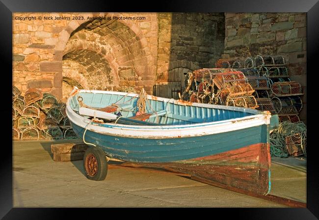 Fishing Boat and Limekilns at Beadnell Harbour Northumberland Framed Print by Nick Jenkins