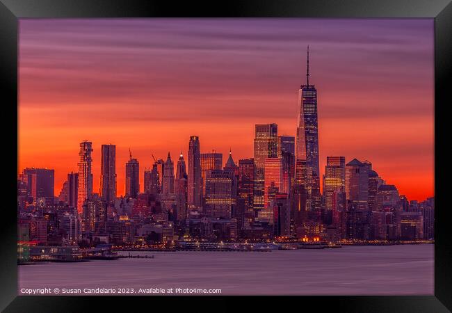Manhattan NYC Awakens Framed Print by Susan Candelario
