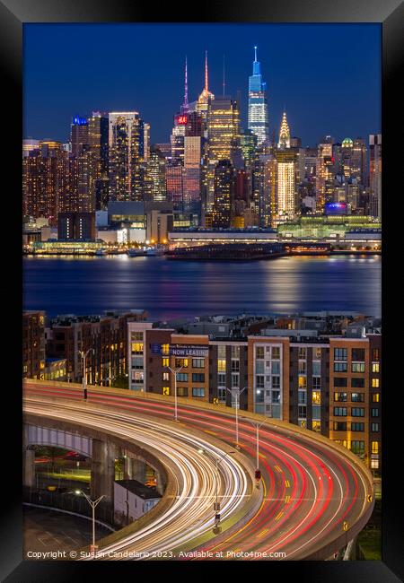 NYC Skyline and Lincoln Tunnel Helix  Framed Print by Susan Candelario