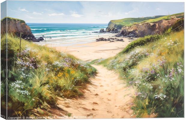 sandy beach path Canvas Print by Robert Deering