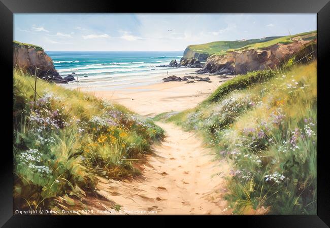 sandy beach path Framed Print by Robert Deering