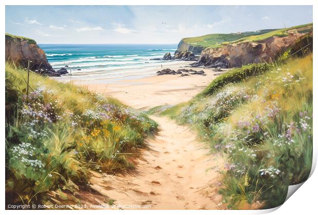sandy beach path Print by Robert Deering
