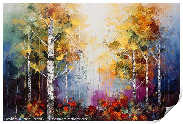 silver birch in autumn Print by Robert Deering