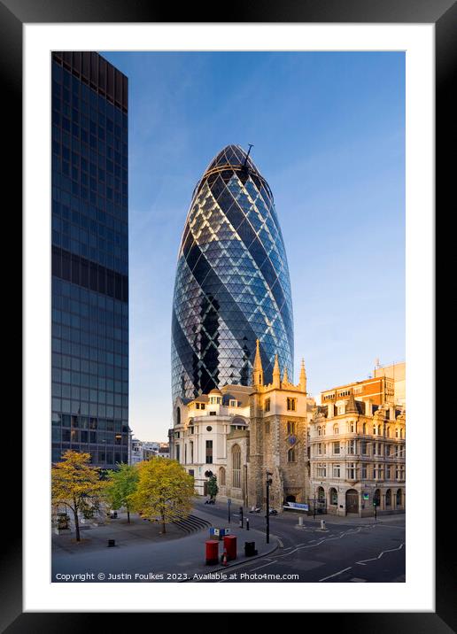 The Gherkin, London Framed Mounted Print by Justin Foulkes