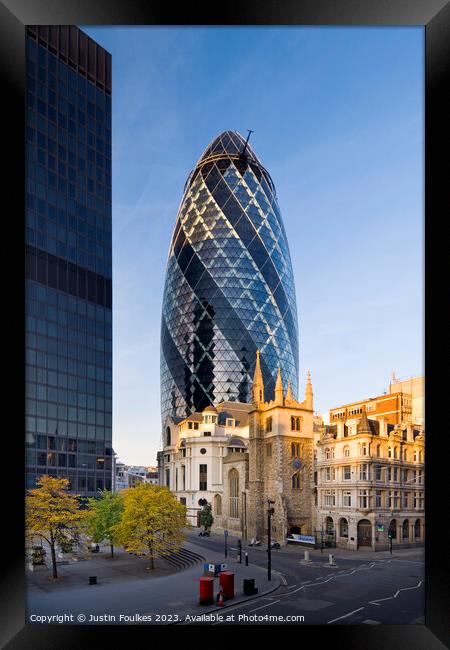 The Gherkin, London Framed Print by Justin Foulkes