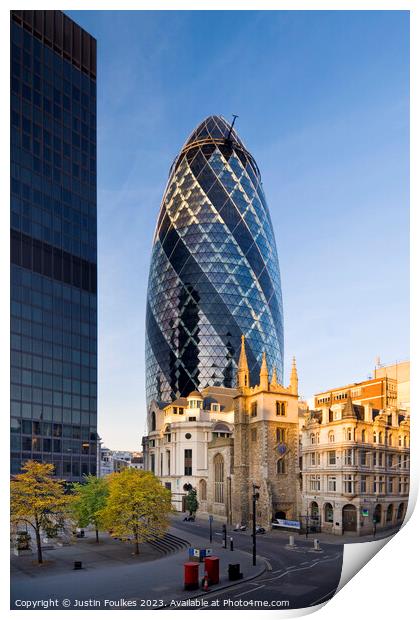 The Gherkin, London Print by Justin Foulkes