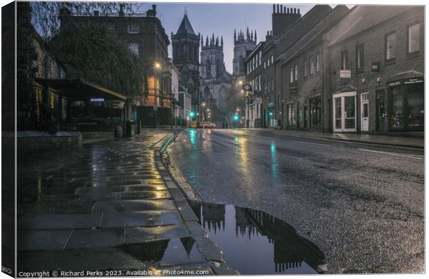Rainy nights in York Canvas Print by Richard Perks