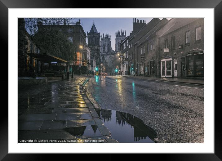 Rainy nights in York Framed Mounted Print by Richard Perks