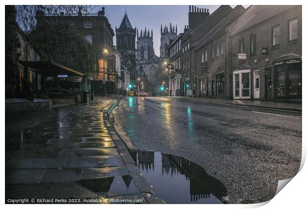 Rainy nights in York Print by Richard Perks