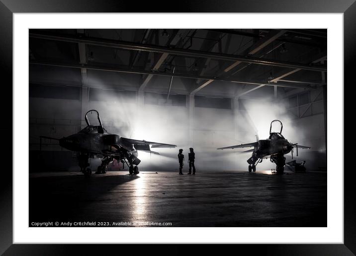 Jaguars in the Hanger Framed Mounted Print by Andy Critchfield