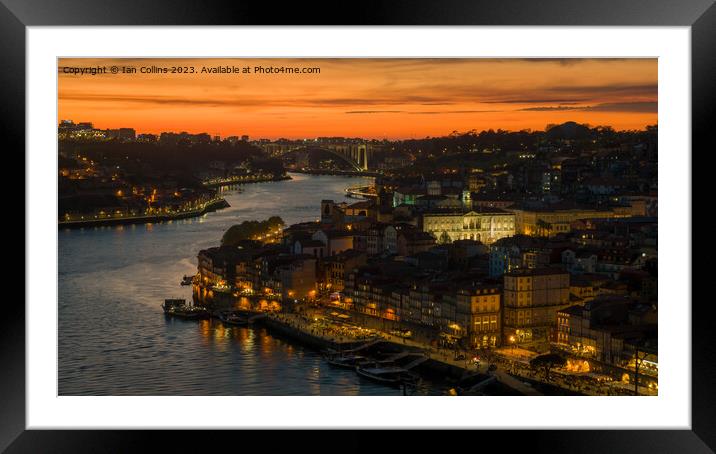 Ribeira on the Douro River at Sunset Framed Mounted Print by Ian Collins