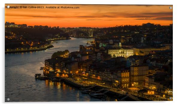 Ribeira on the Douro River at Sunset Acrylic by Ian Collins