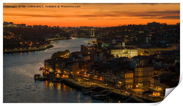 Ribeira on the Douro River at Sunset Print by Ian Collins