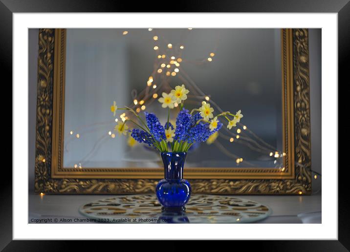 Spring Flower Arrangement  Framed Mounted Print by Alison Chambers