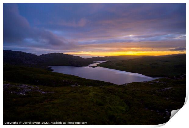 Loch Diabaigas Airde Sunset Print by Darrell Evans