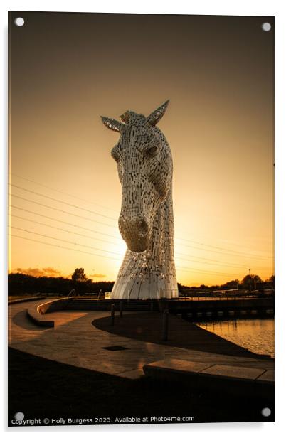 Kelpie horse statue at Helix in Scotland,  Acrylic by Holly Burgess