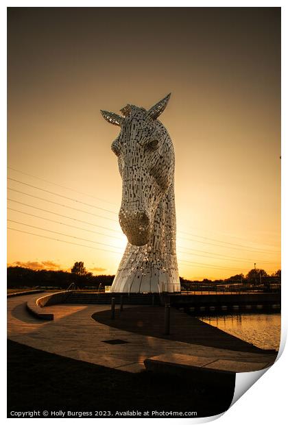 Kelpie horse statue at Helix in Scotland,  Print by Holly Burgess