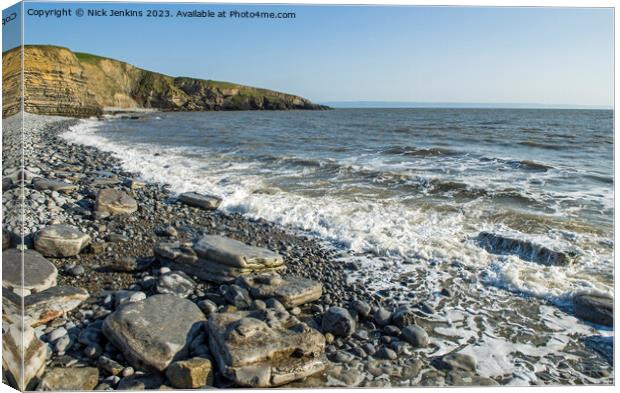 High Tide Dunraven Bay Vale of Glamorgan  Canvas Print by Nick Jenkins