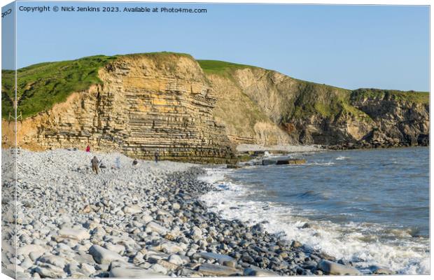 Dunraven Bay with outgoing Tide Canvas Print by Nick Jenkins