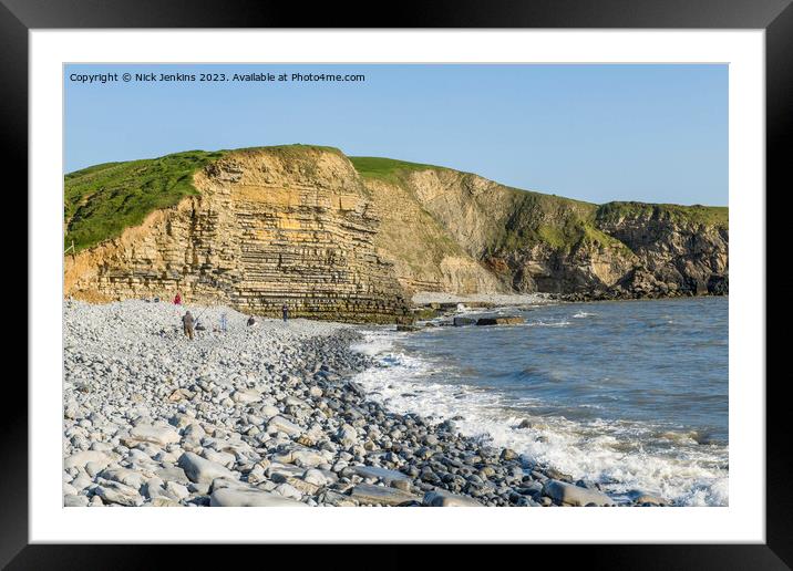 Dunraven Bay with outgoing Tide Framed Mounted Print by Nick Jenkins