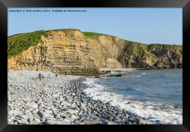 Dunraven Bay with outgoing Tide Framed Print by Nick Jenkins