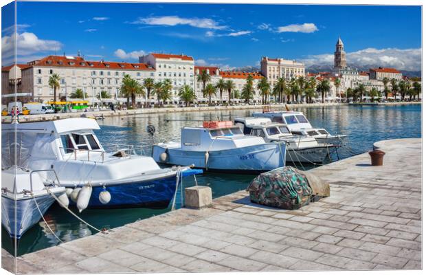 City Of Split In Croatia Harbour And Old Town Skyline Canvas Print by Artur Bogacki
