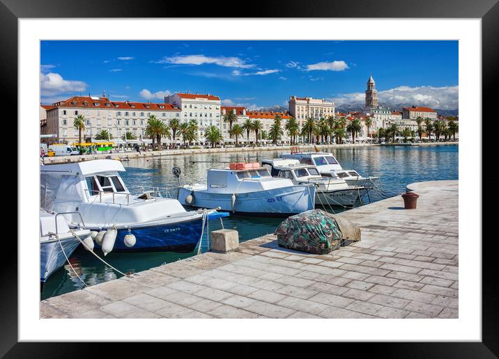 City Of Split In Croatia Harbour And Old Town Skyline Framed Mounted Print by Artur Bogacki