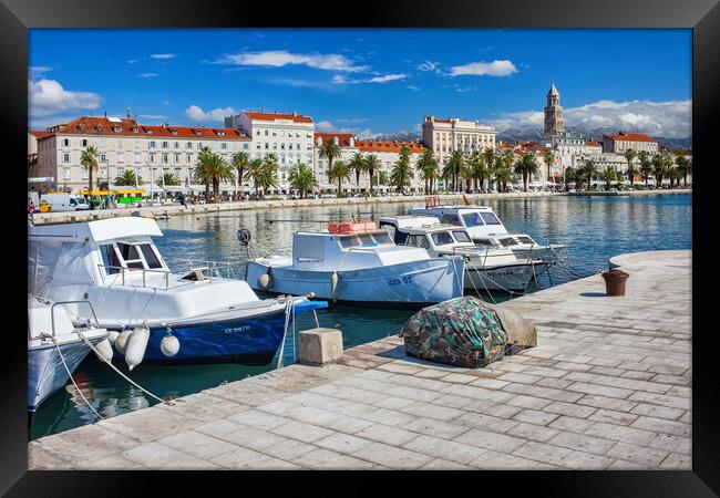 City Of Split In Croatia Harbour And Old Town Skyline Framed Print by Artur Bogacki