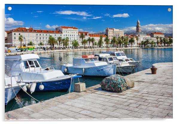 City Of Split In Croatia Harbour And Old Town Skyline Acrylic by Artur Bogacki