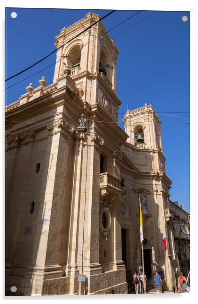 Basilica of St Dominic in City of Valletta Acrylic by Artur Bogacki