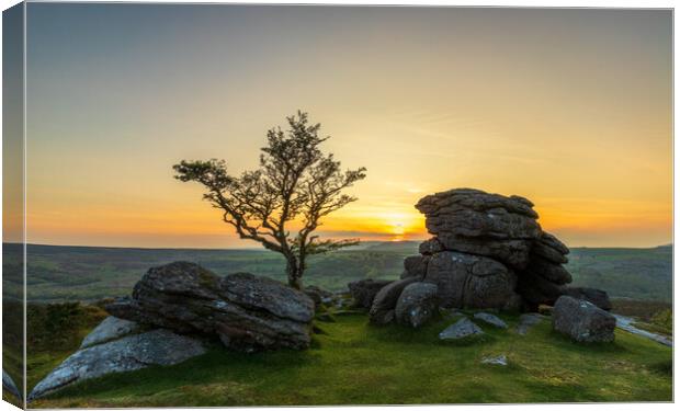 Mystical Dartmoor Sunset Canvas Print by Daniel Rose