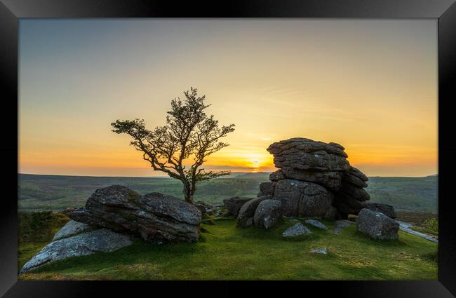 Mystical Dartmoor Sunset Framed Print by Daniel Rose