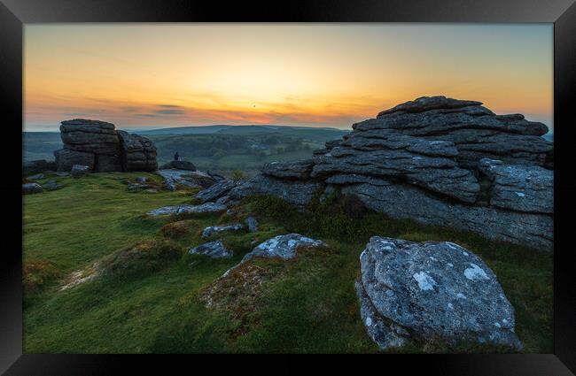 Majestic Dartmoor Sunset Framed Print by Daniel Rose