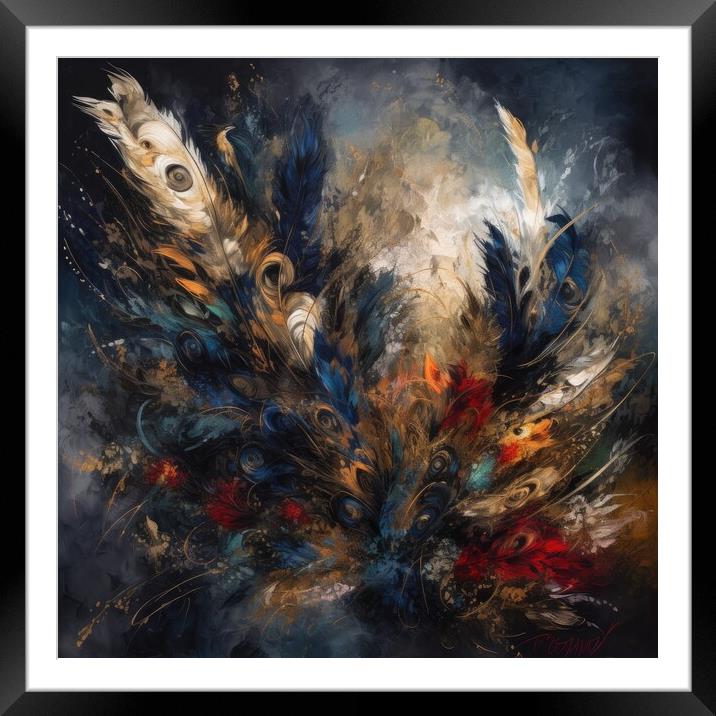 An abstract painting made from multi-colored acrylic paint, showing the artists unique creativity and artistry. Framed Mounted Print by Erik Lattwein