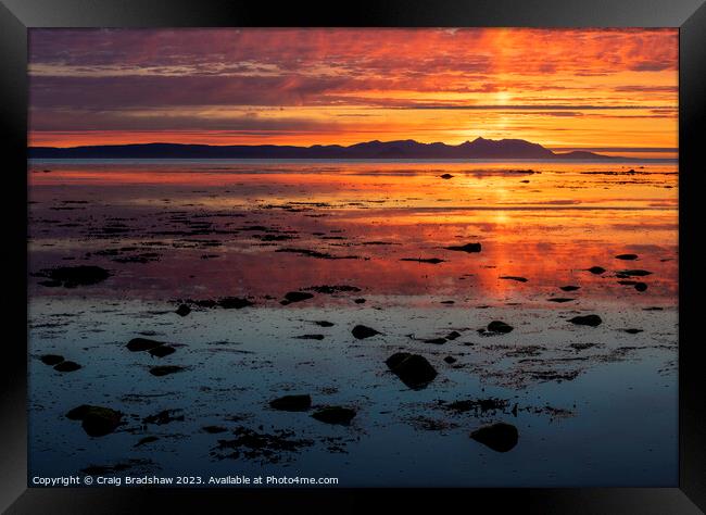 Fiery sunset over the Isle of Arran Framed Print by Epic Sky Media