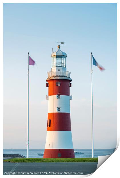Smeaton's Tower on Plymouth Hoe Print by Justin Foulkes