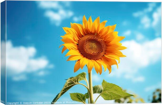 The sunflower shines with joy as it basks in the warmth of summe Canvas Print by Joaquin Corbalan