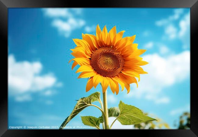 The sunflower shines with joy as it basks in the warmth of summe Framed Print by Joaquin Corbalan