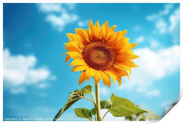 The sunflower shines with joy as it basks in the warmth of summe Print by Joaquin Corbalan
