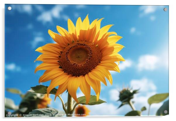 Bright and colorful sunflower in full summer sun. Ai generated. Acrylic by Joaquin Corbalan