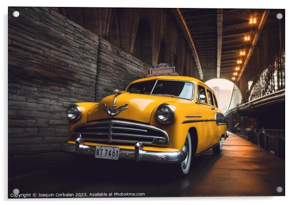 A retro New York taxi still drives through the streets of the ci Acrylic by Joaquin Corbalan