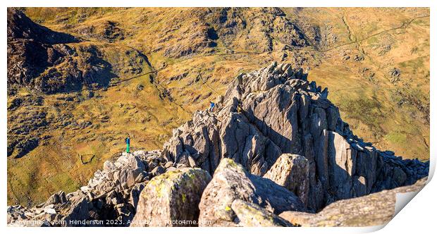 Tryfan north ridge scramble. Print by John Henderson