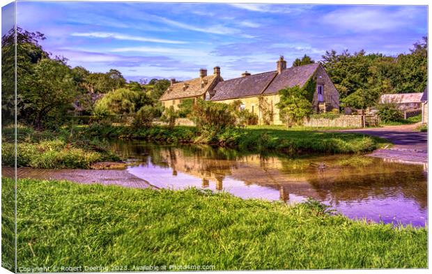 Cotswold Cottages Upper Slaughter Gloucestershire Canvas Print by Robert Deering