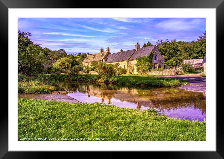 Cotswold Cottages Upper Slaughter Gloucestershire Framed Mounted Print by Robert Deering