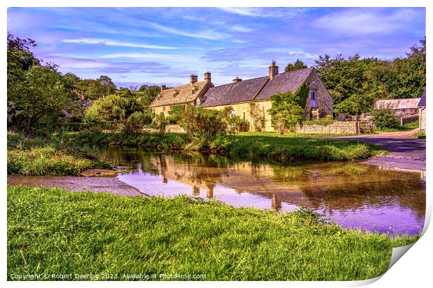 Cotswold Cottages Upper Slaughter Gloucestershire Print by Robert Deering