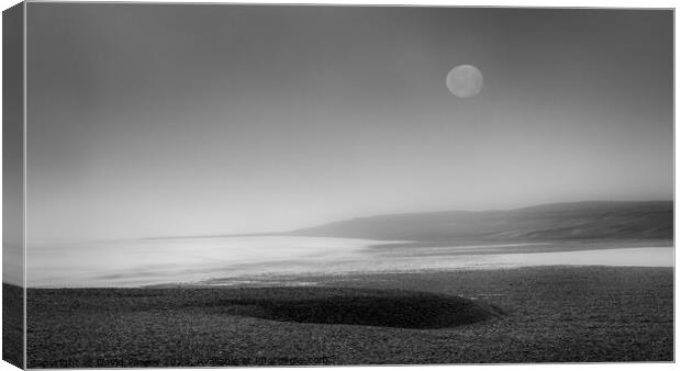 Mystical Moon on a Minimalist Beach Canvas Print by David Powley