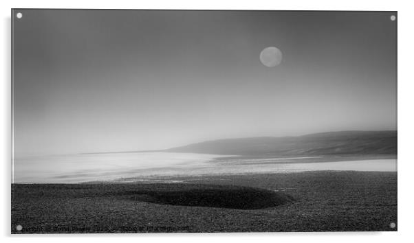 Mystical Moon on a Minimalist Beach Acrylic by David Powley