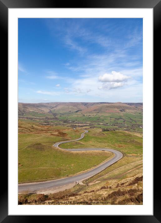 Winding Edale road in the peak district UK Framed Mounted Print by Simon Bratt LRPS
